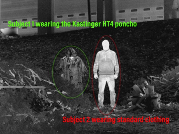Comparison between personnel not wearing HT4 thermal camouflage and personnel wearing a HT4 poncho