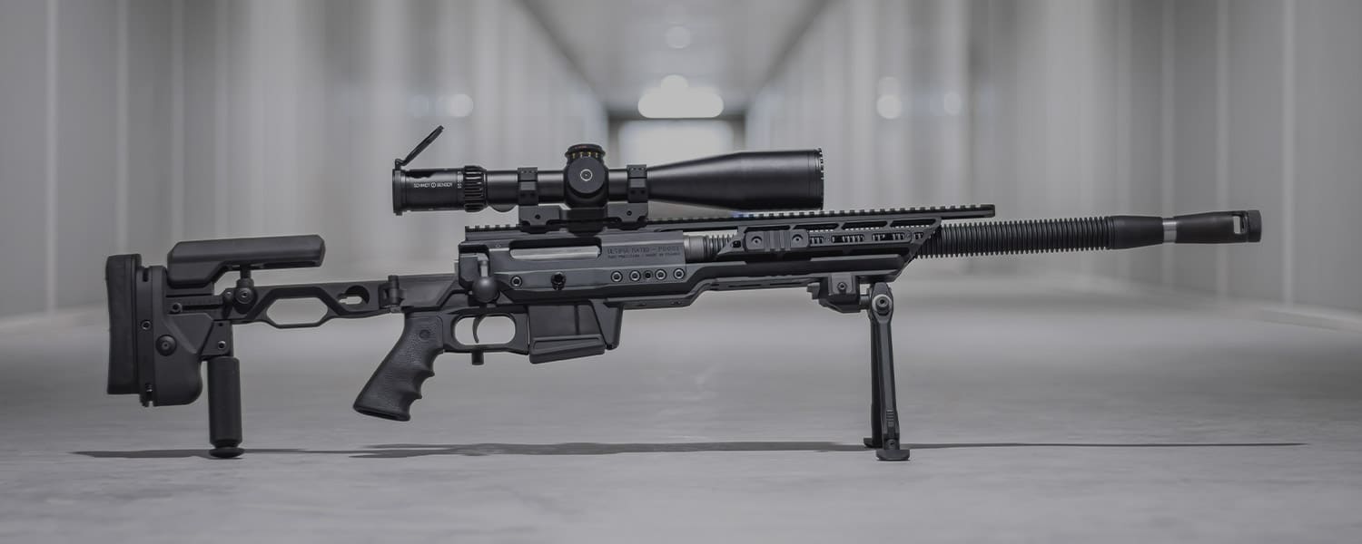 Fusil PGM Ultima Ratio dans le tunnel de tir PGM