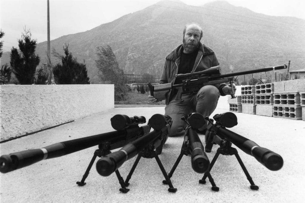 Gilles Payen, founder of PGM Précision, with the first version of the PGM Ultima Ratio rifle.