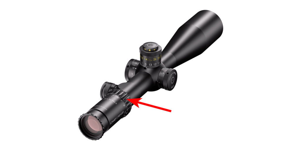 Bague de grossissement d'une lunette de tir Schmidt & Bender 5-25x56 PM II High Performance