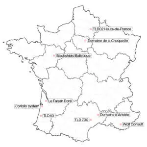 Carte des stands de tir longue distance en France